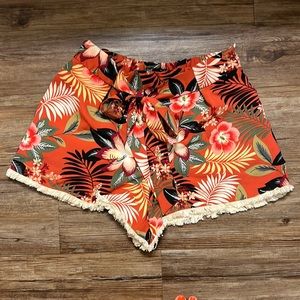 High waisted tropical shorts
